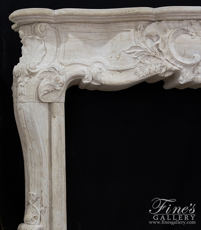 Marble Fireplaces  - Oversized French Style Mantel In Italian Roman Travertine  - MFP-2083